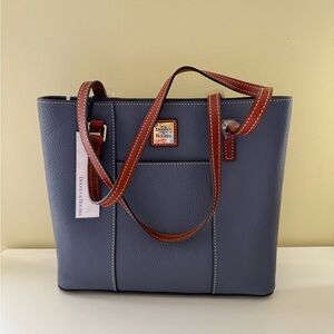 Brand New Dooney & Bourke Pebble Grain Leather Small Lexington Bag in Steel Blue
